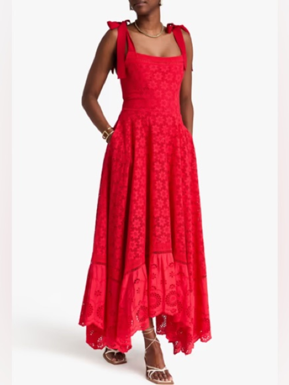 NWT Alice + Olivia Rosalee Eyelet Maxi Dress Size 4 - Picture 3 of 11